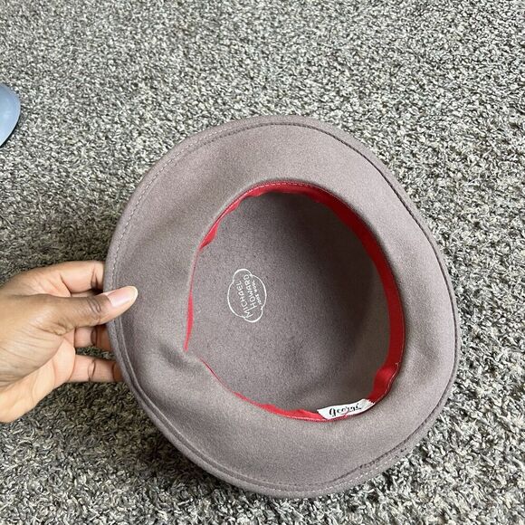 GEORGE Michael Howard WOMEN'S 100% Wool Front Face Hat Taupe Brown Vintage - Picture 6 of 9